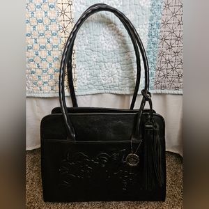 Gorgeous! EUC Patricia Nash Large Paris Tooled Leather Satchel